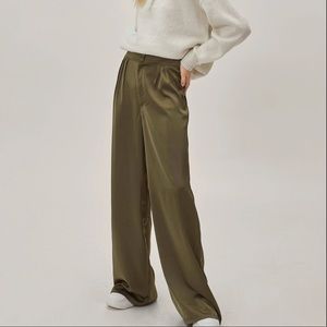 NASTYGAL Satin Button Detail Wide Leg Pants
